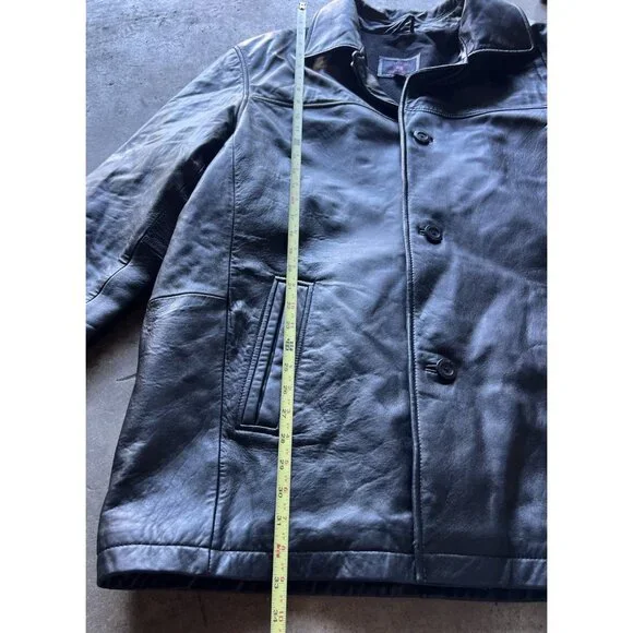Vintage US Polo Assn Black Genuine Leather Jacket Men’s Sz XL Button Bomber
